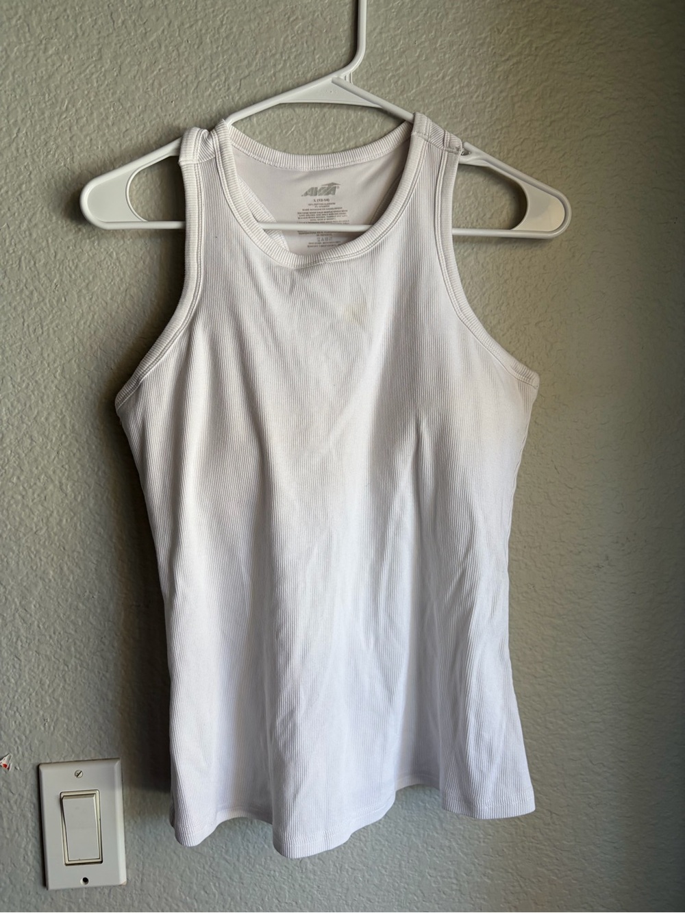 White Ribbed Tank Top by Avia - Classic Scoop Neck With Bra Pads